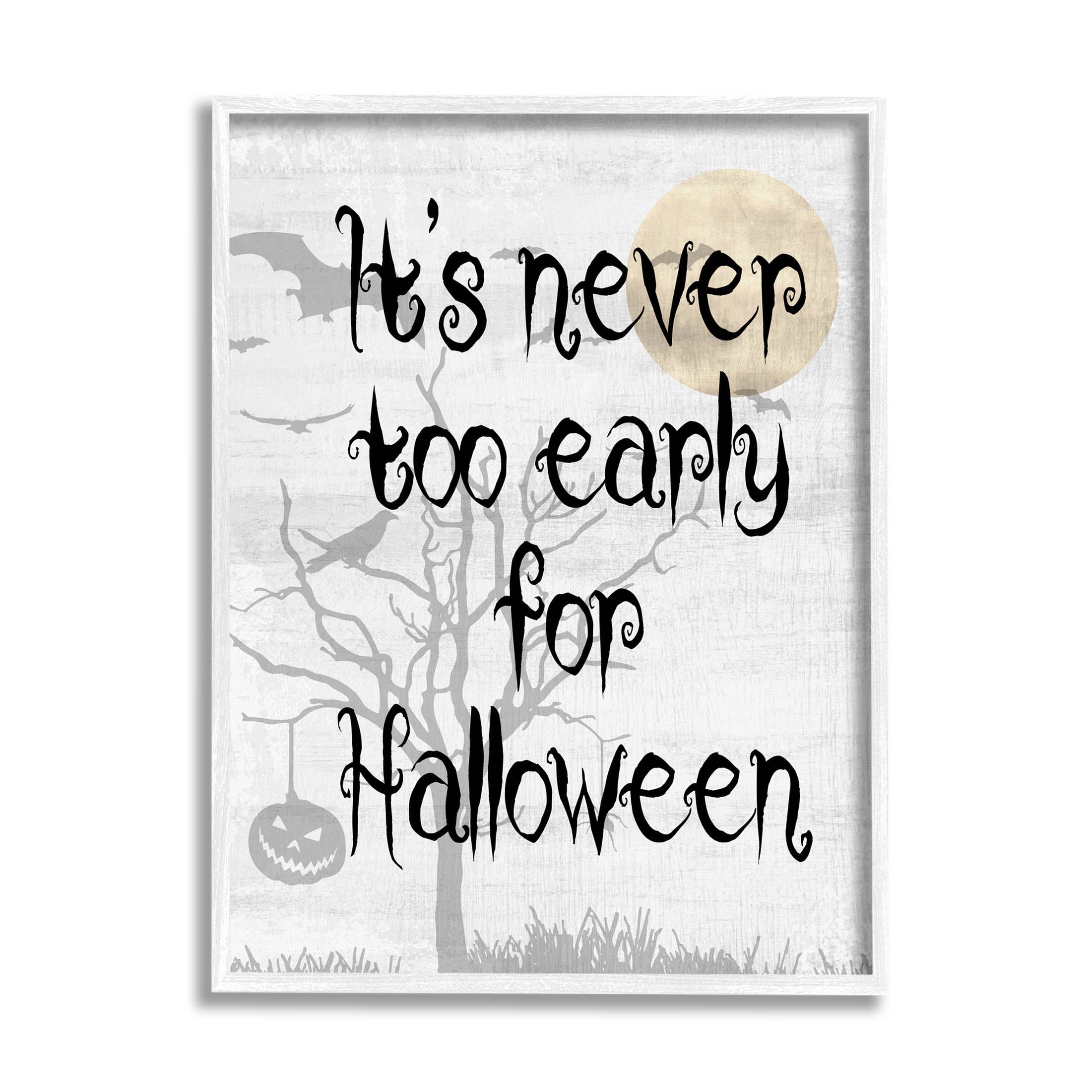 Stupell Industries Never Too Early Halloween Scene Graphic Art White Framed Art Print Wall Art, Design by Lil' Rue
