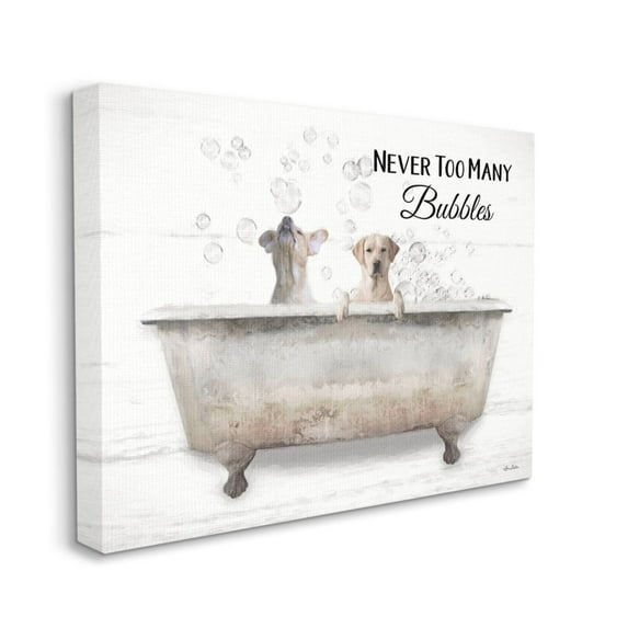 Stupell Industries Never Too Many Bubbles Quote Family Pet Dog Bath Canvas Wall Art Design by Lori Deiter, 24" x 30"