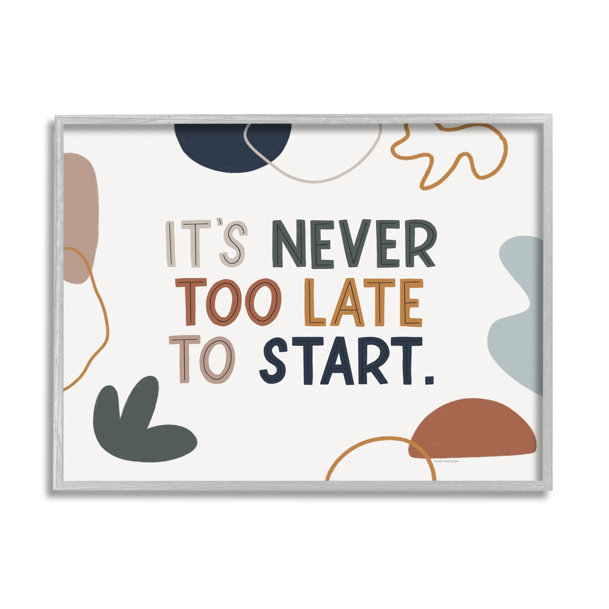 Stupell Industries Never too Late to Start Motivational Phrase Abstract, 14 x 11,Design by Lady Louise Designs