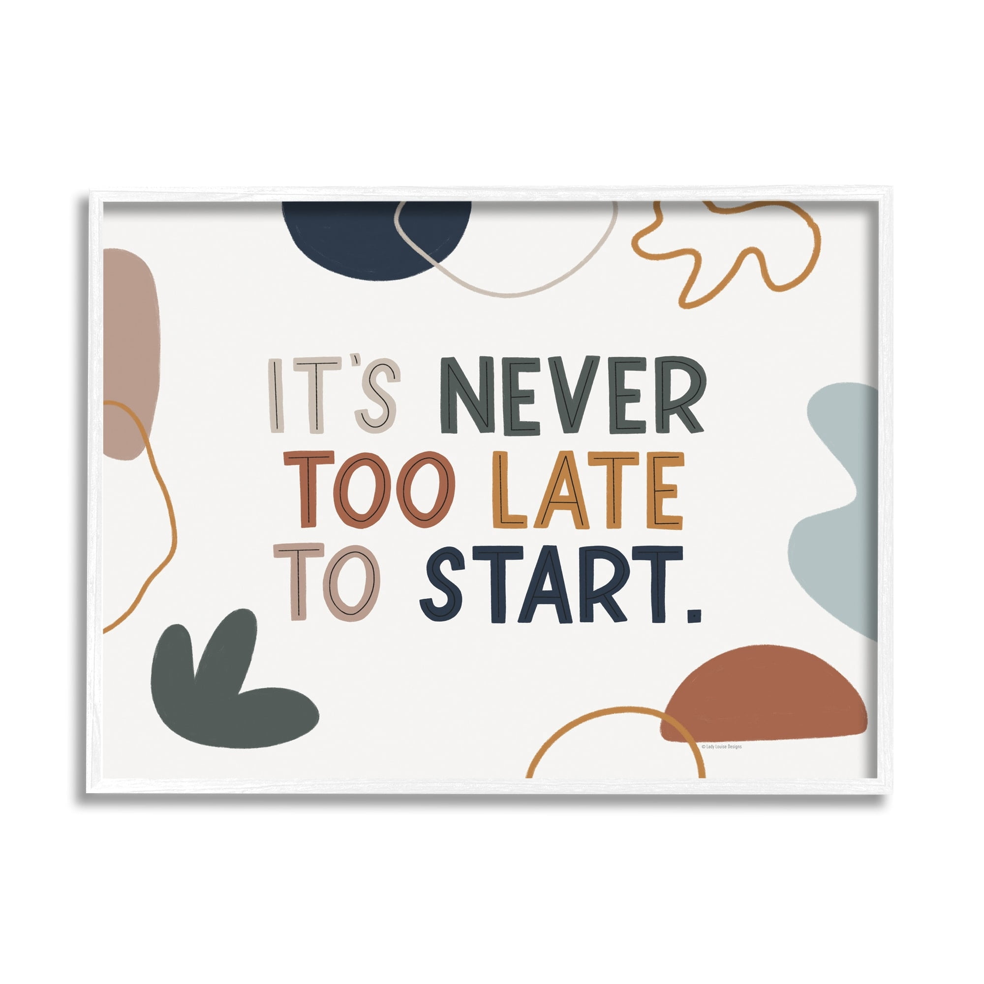 Stupell Industries Never too Late to Start Motivational Phrase Abstract, 30 x 24,Design by Lady Louise Designs