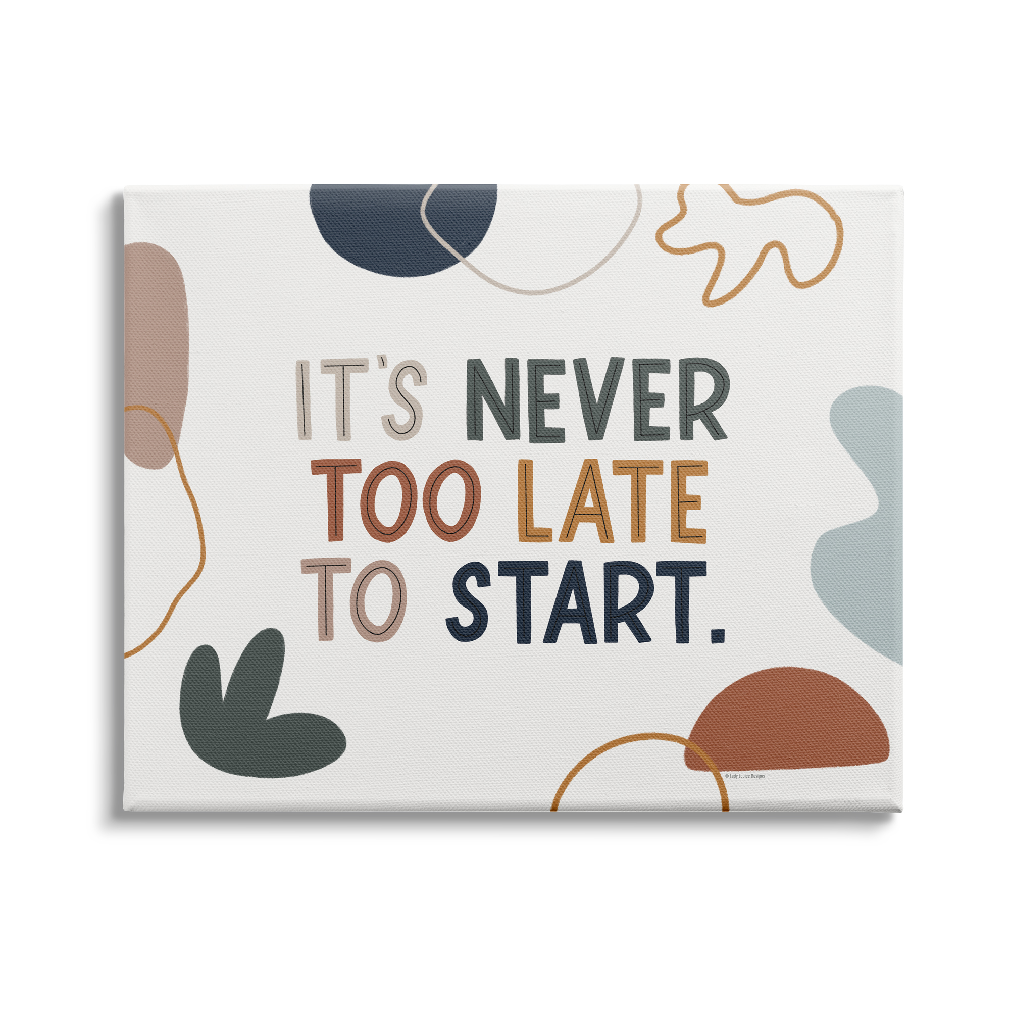 Stupell Industries Never too Late to Start Motivational Phrase Abstract, 48 x 36,Design by Lady Louise Designs