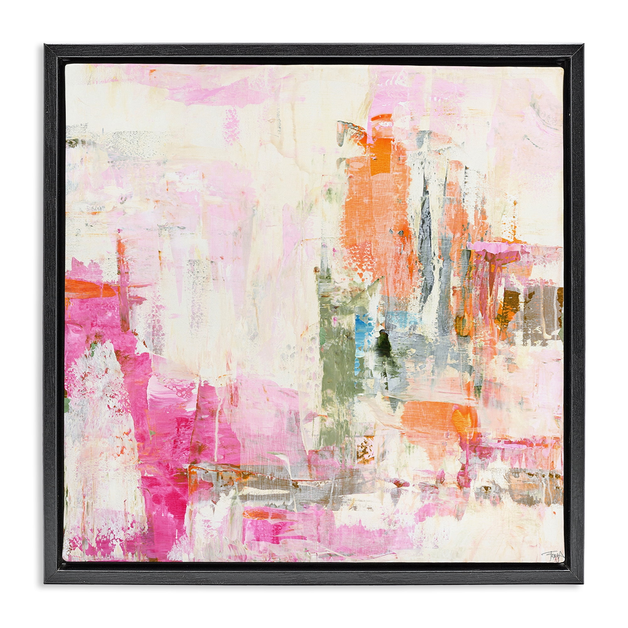 Stupell Industries New Age Pink Abstract Black Framed Floater Canvas Wall Art, design by Design Fabrikken