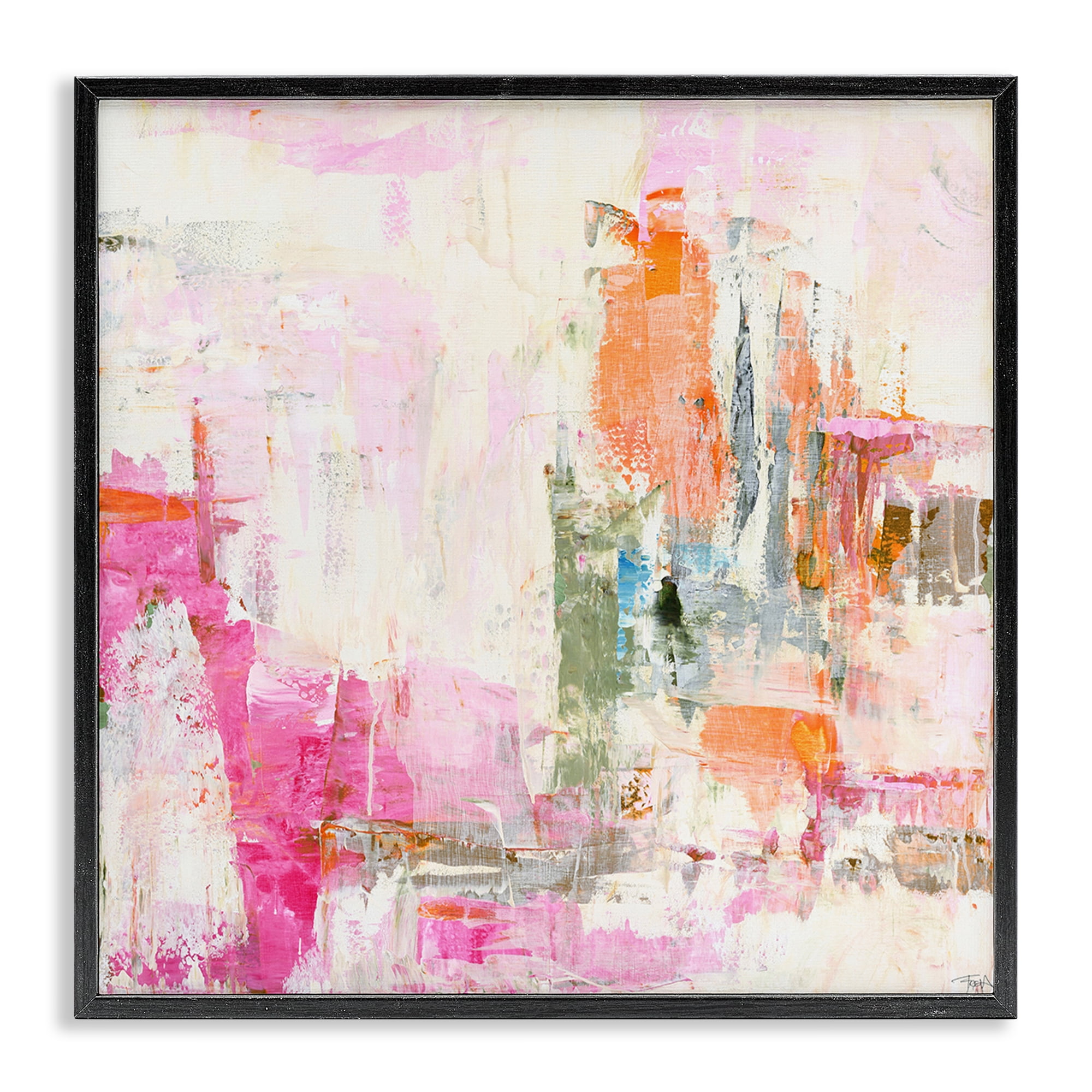 Stupell Industries New Age Pink Abstract Black Framed Giclee Art, design by Design Fabrikken