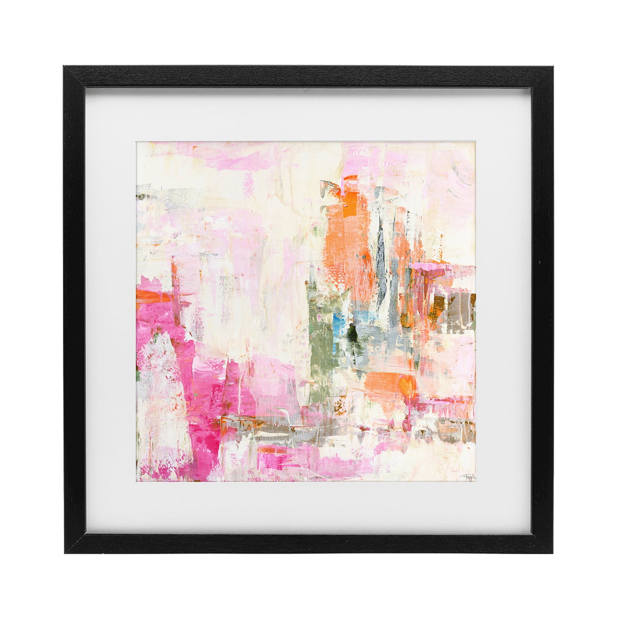 Stupell Industries New Age Pink Abstract Black Framed Print Under Glass, design by Design Fabrikken