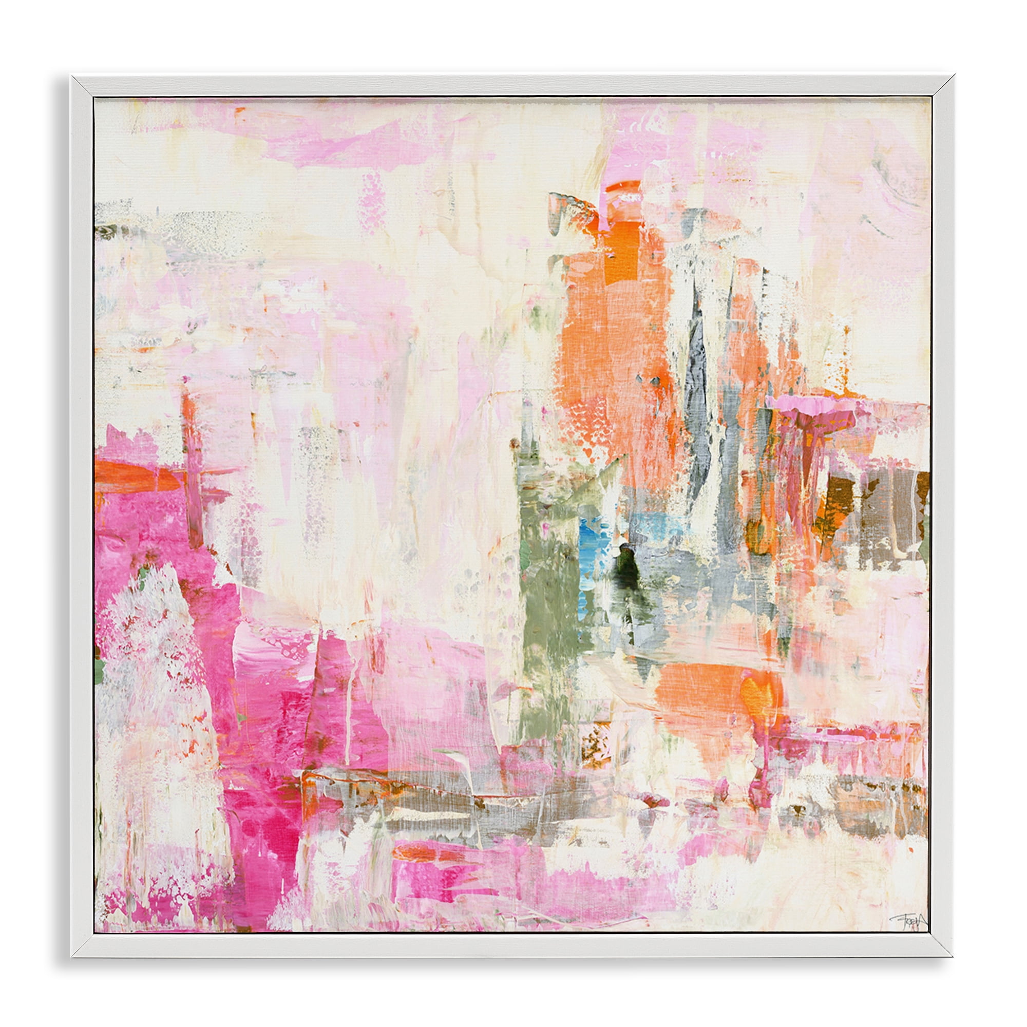 Stupell Industries New Age Pink Abstract White Framed Giclee Art, design by Design Fabrikken