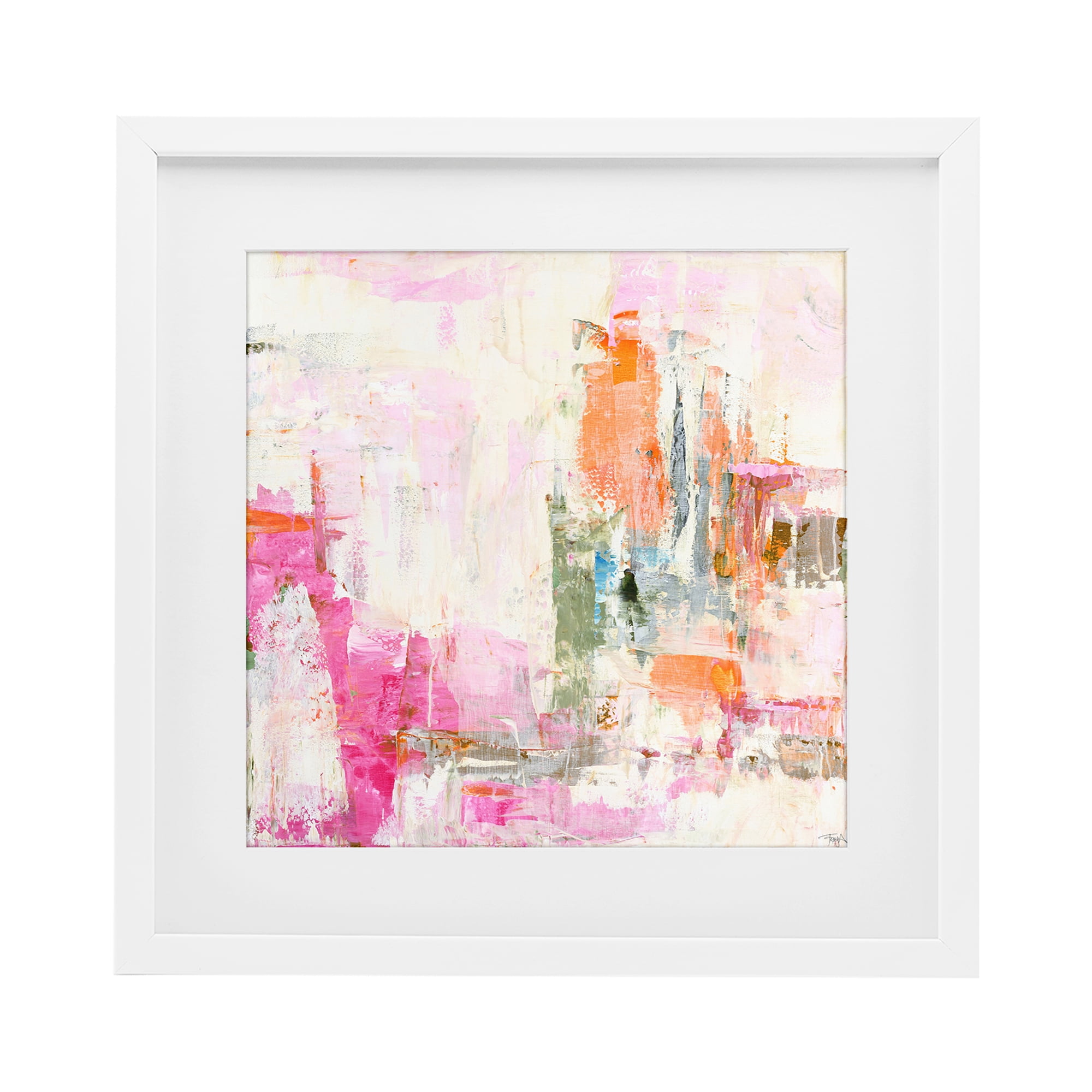 Stupell Industries New Age Pink Abstract White Framed Print Under Glass, design by Design Fabrikken