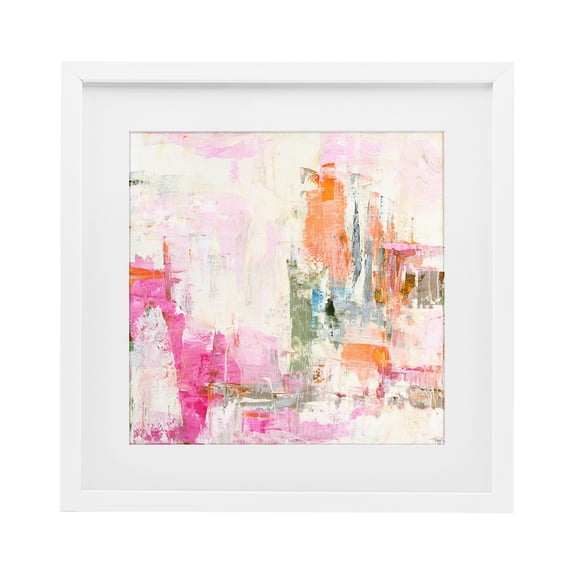 Stupell Industries Contemporary New Age Pink Abstract White Framed Print Under Glass, 13 x 13, by Design Fabrikken