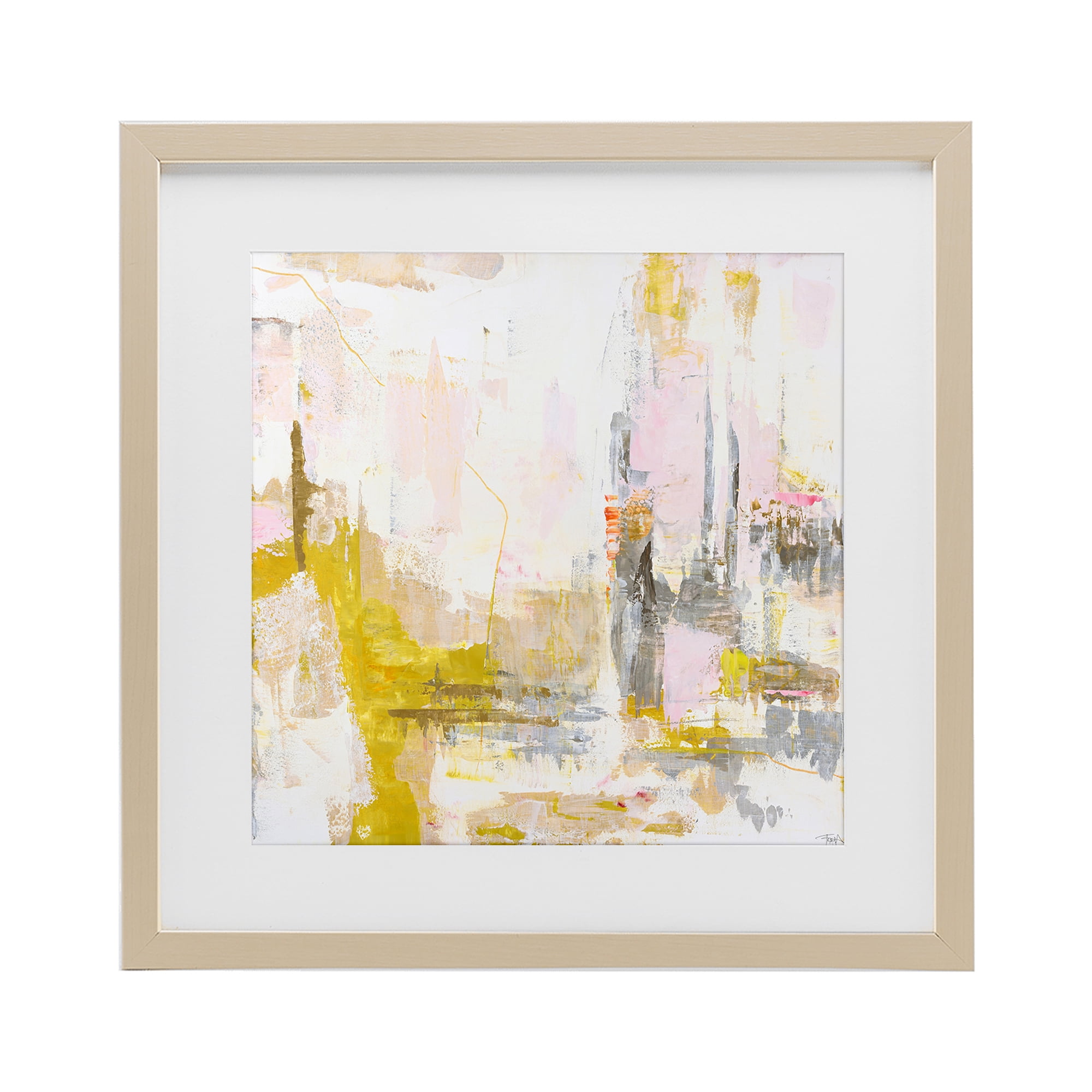 Stupell Industries New Age Yellow Abstract Birch Framed Print Under Glass, design by Design Fabrikken