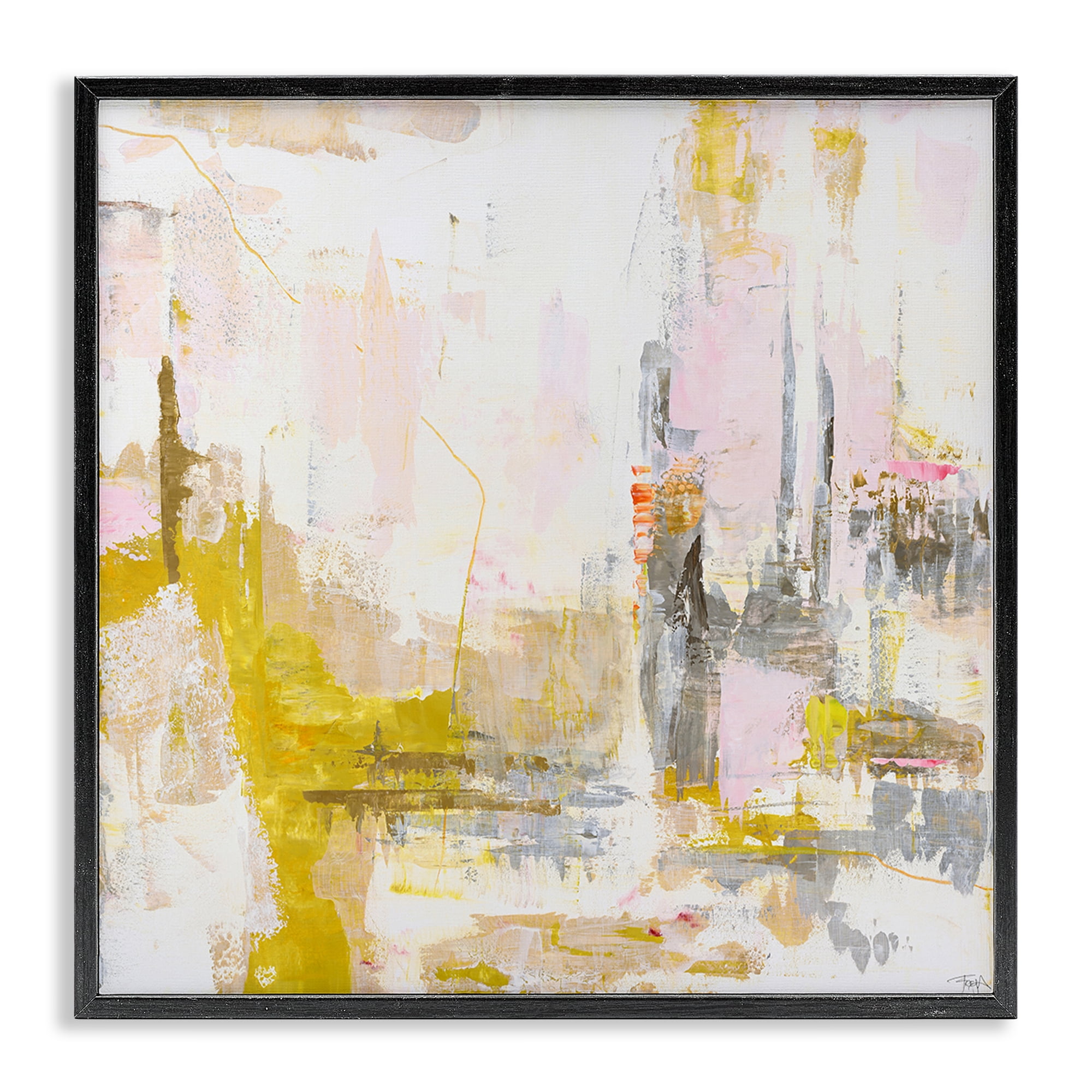Stupell Industries New Age Yellow Abstract Black Framed Giclee Art, design by Design Fabrikken