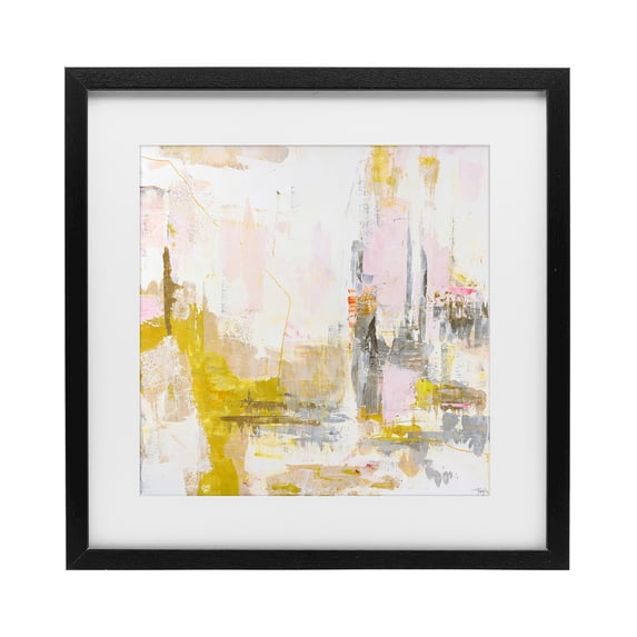 Stupell Industries Contemporary New Age Yellow Abstract Black Framed Print Under Glass, 13 x 13, by Design Fabrikken