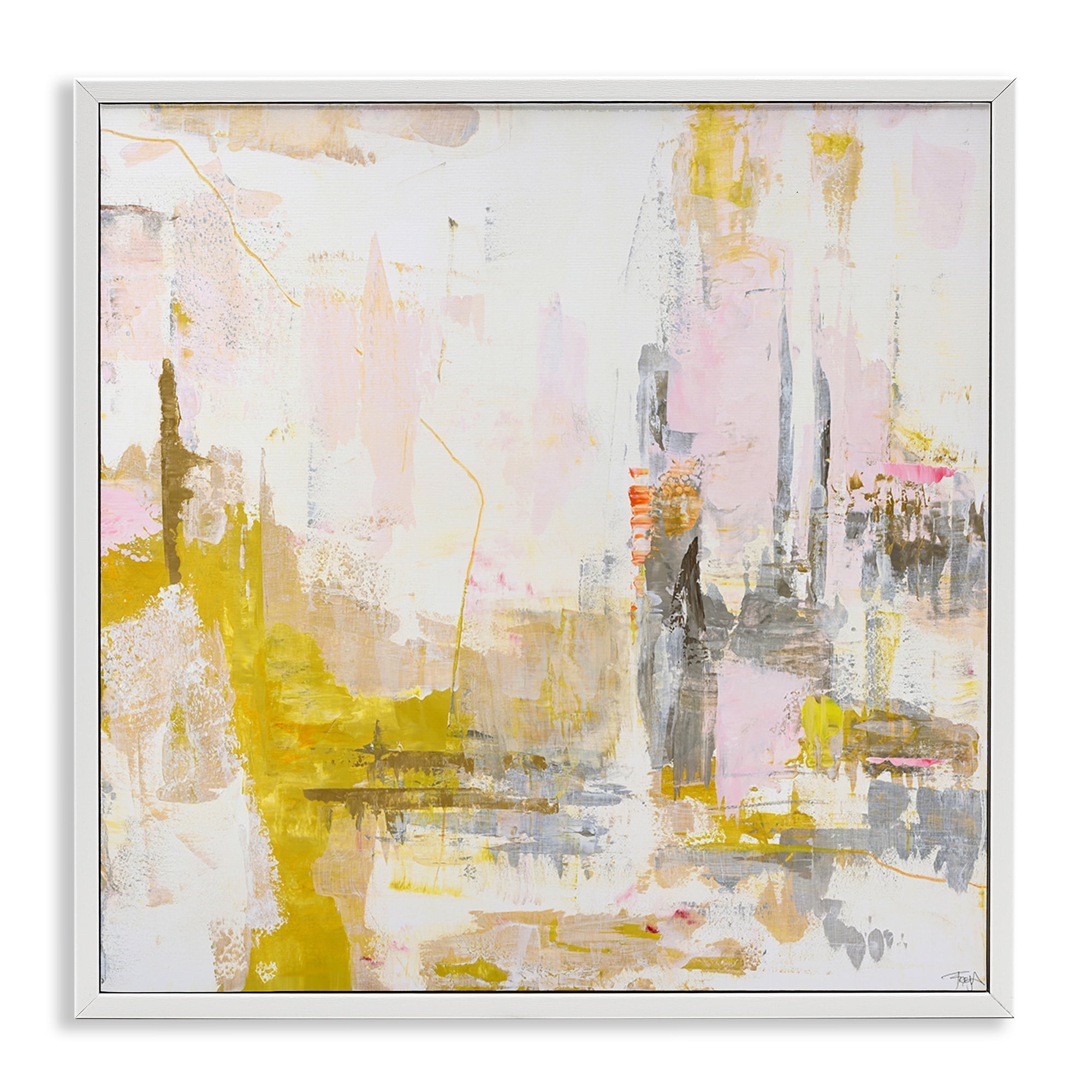 Stupell Industries New Age Yellow Abstract White Framed Giclee Art, design by Design Fabrikken