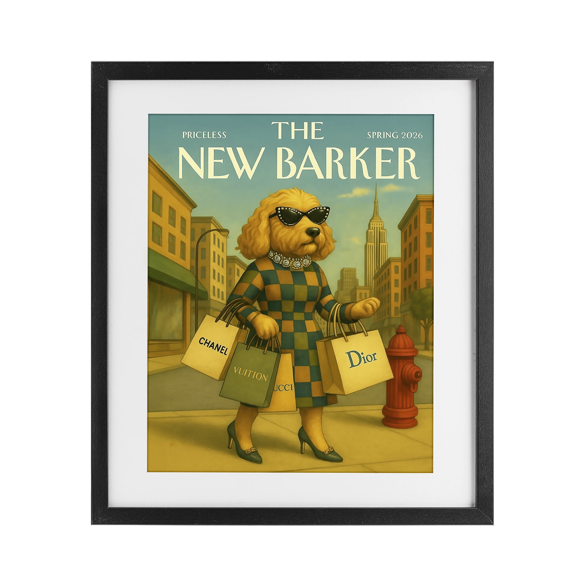 Stupell Industries New Barker Dog Magazine Black Framed Print Under Glass, design by Grotto Studios