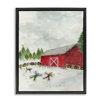 Stupell Industries New England Snow Angels Holiday Painting Black Floater Framed Art Print Wall Art, 17 x 21