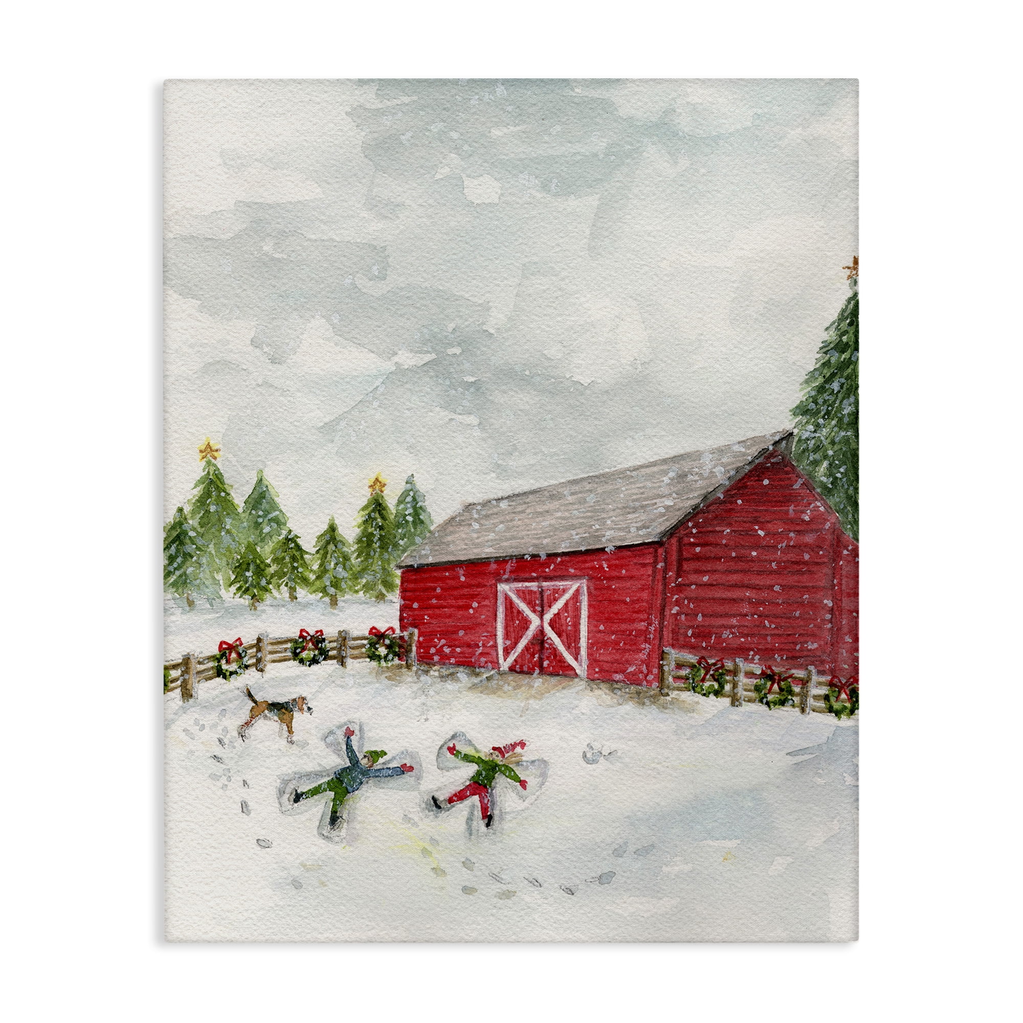 Stupell Industries New England Snow Angels Holiday Painting Gallery Wrapped Canvas Art Print Wall Art, 24 x 30
