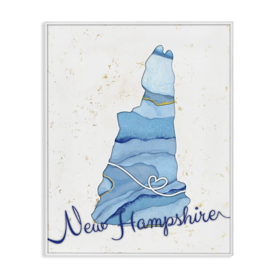 Stupell Industries Contemporary New Hampshire Agate Blue US State Design Canvas Art, 24 x 30, by Ziwei Li