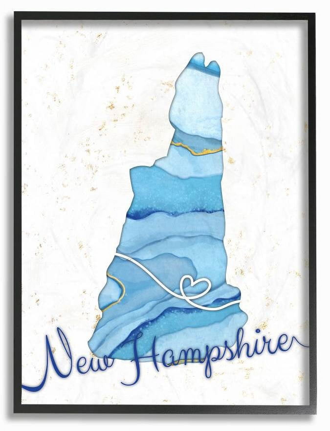 Stupell Industries New Hampshire Agate Blue US State Design Framed Wall Art by Ziwei Li