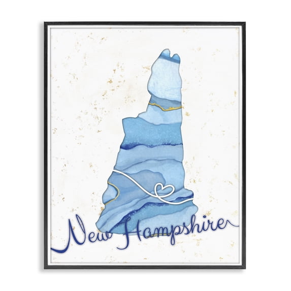Stupell Industries Contemporary New Hampshire Agate Blue US State Design Black Framed Giclee Art, 11 x 14, by Ziwei Li