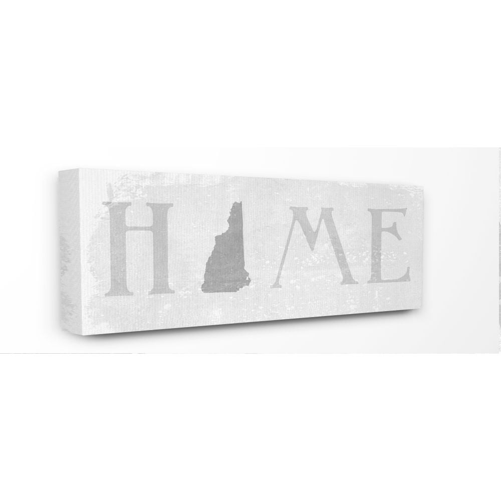 Stupell Industries New Hampshire Home State Map Grey Neutral Textured Word Design Canvas Wall Art by Daphne Polselli