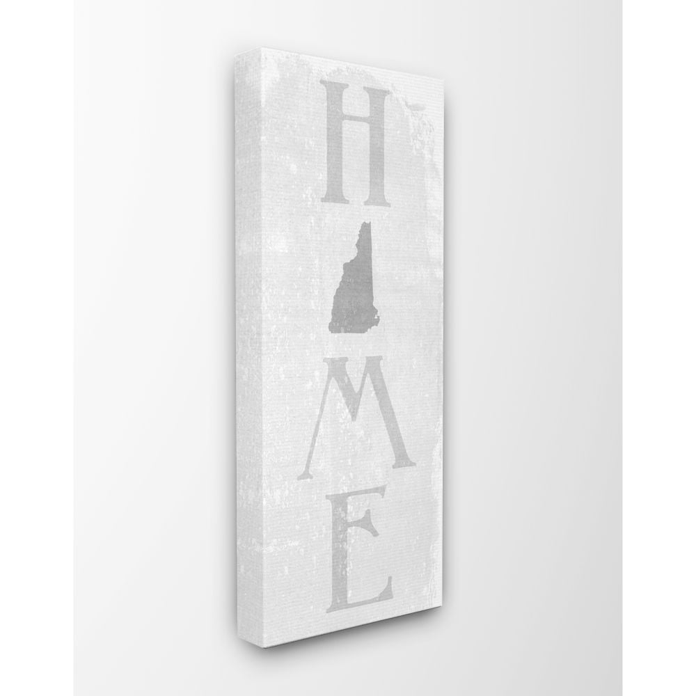Stupell Industries New Hampshire Home State Map Grey Textured Word Design Canvas Wall Art by Daphne Polselli