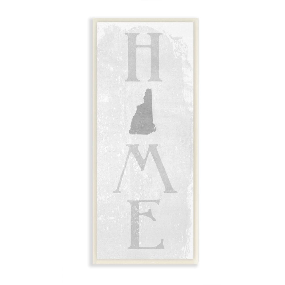 Stupell Industries New Hampshire Home State Map Grey Textured Word Design Wall Plaque Art by Daphne Polselli