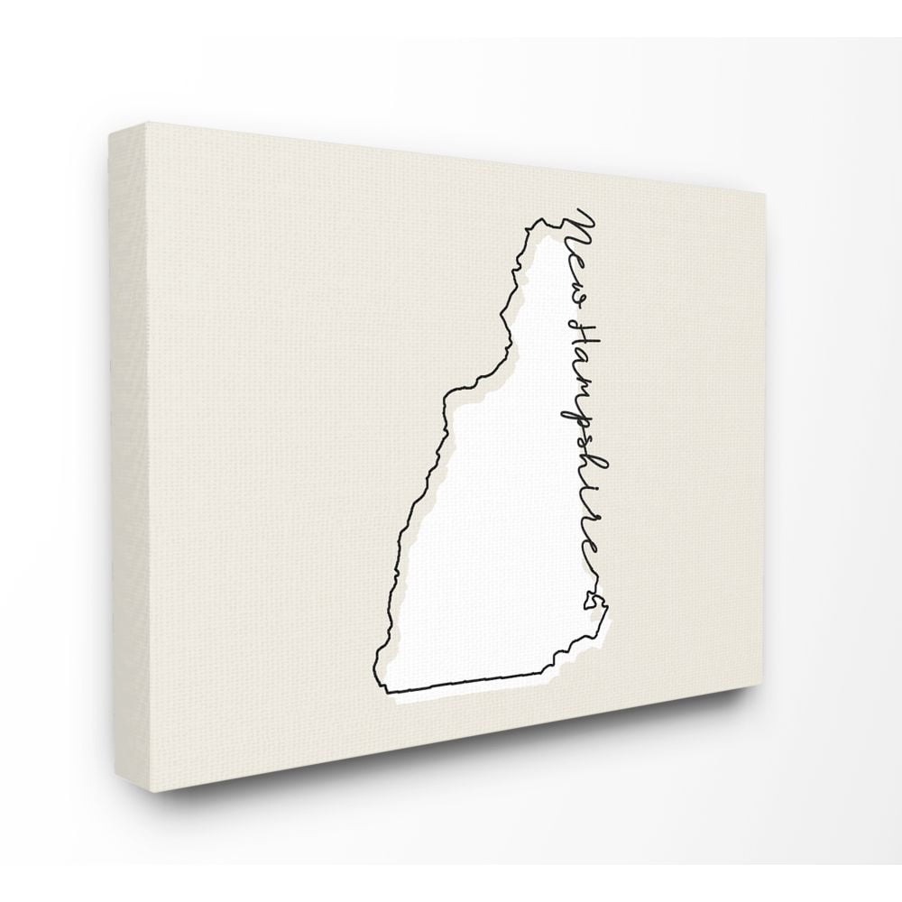 Stupell Industries New Hampshire Home State Map Neutral Print Design Canvas Wall Art by Daphne Polselli