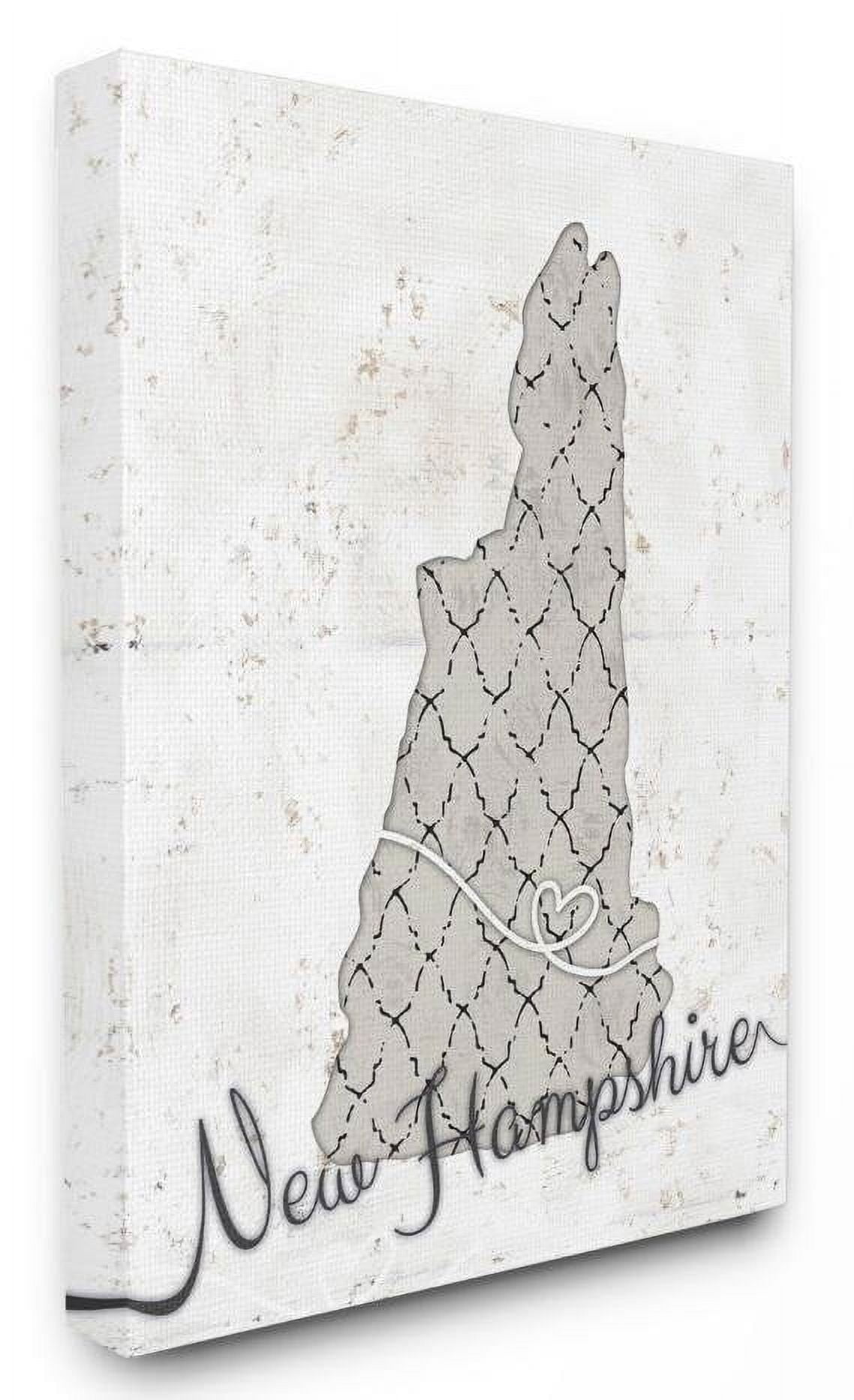 Stupell Industries New Hampshire Patterned Grey US State Design Canvas Wall Art by Ziwei Li
