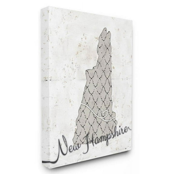 Stupell Industries New Hampshire Patterned Grey US State Design Canvas Wall Art by Ziwei Li