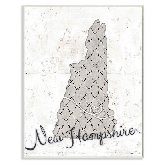 Stupell Industries New Hampshire Patterned Grey US State Design Wall Plaque by Ziwei Li