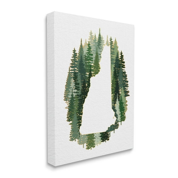 Stupell Industries New Hampshire State Outline Green Pine Tree Forest Town & City Painting Gallery Wrapped Canvas Art Print Wall Art, 30 x 40