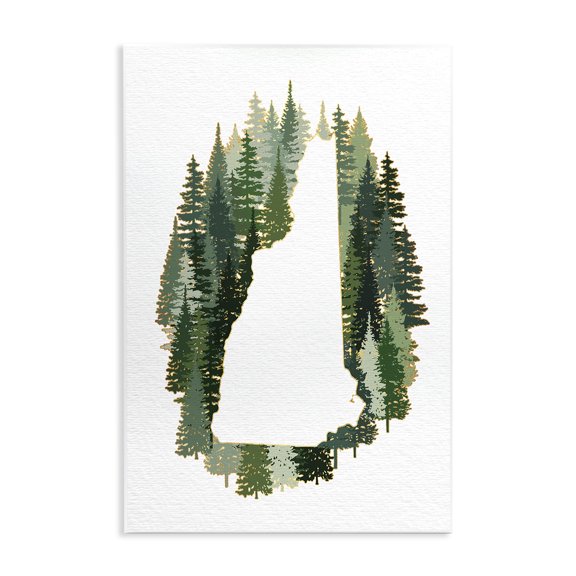 Stupell Industries Farmhouse New Hampshire State Outline Green Pine Tree Forest Wall Plaque Art, 13 x 19, by Ziwei Li