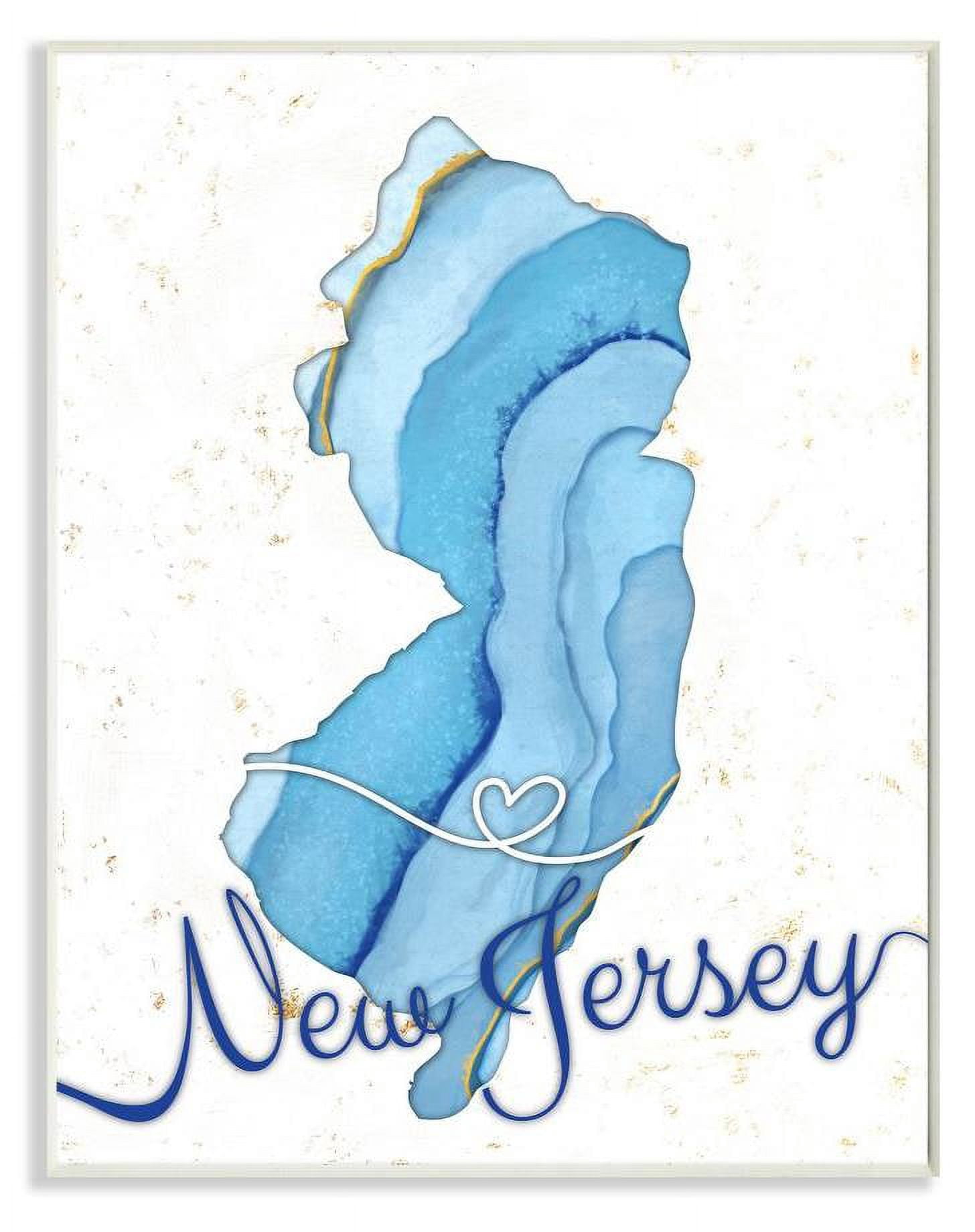 Stupell Industries New Jersey Agate Blue US State Design Wall Plaque by Ziwei Li