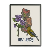Stupell Industries New Jersey Detailed Pattern Graphic Art Black Framed Art Print Wall Art, Design by Valentina Harper