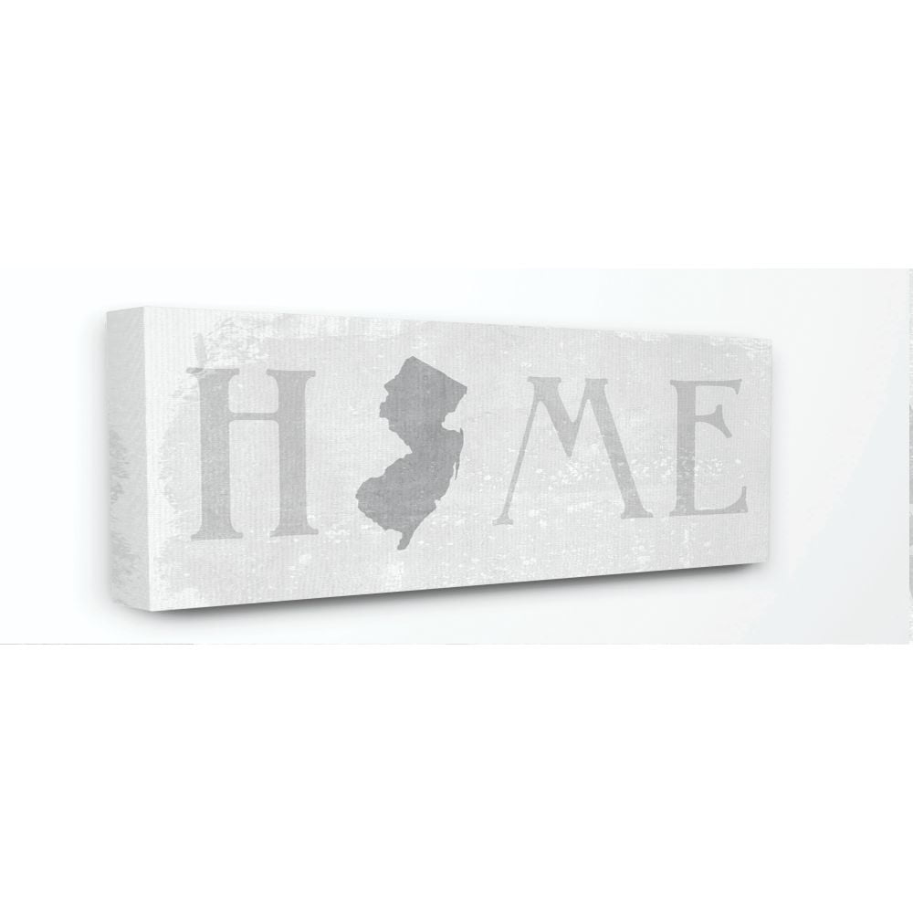 Stupell Industries New Jersey Home State Map Grey Neutral Textured Word Design Canvas Wall Art by Daphne Polselli