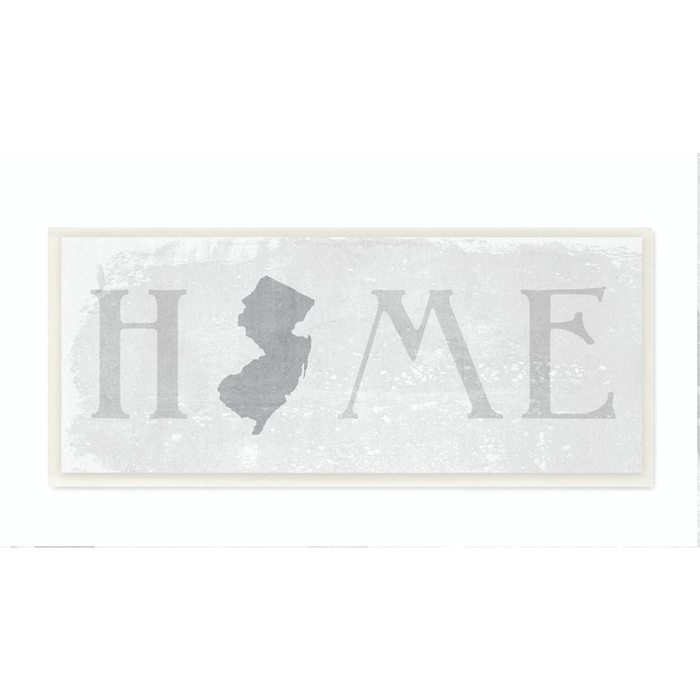 Stupell Industries New Jersey Home State Map Grey Neutral Textured Word Design Wall Plaque Art by Daphne Polselli