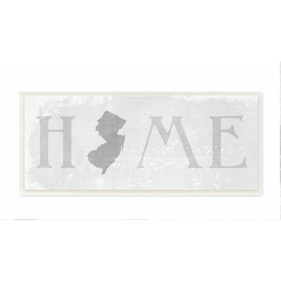 Stupell Industries New Jersey Home State Map Grey Neutral Textured Word Design Wall Plaque Art by Daphne Polselli