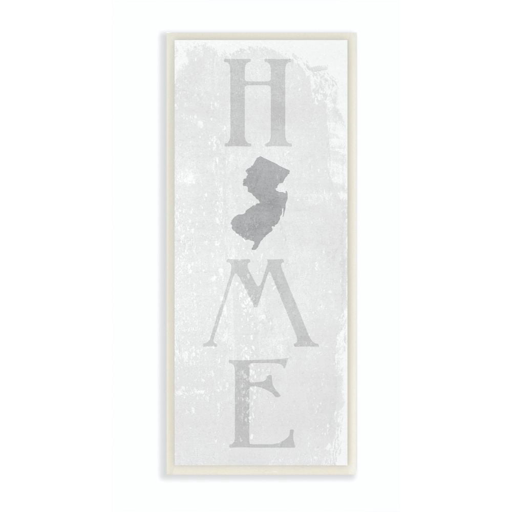 Stupell Industries New Jersey Home State Map Grey Textured Word Design Wall Plaque Art by Daphne Polselli