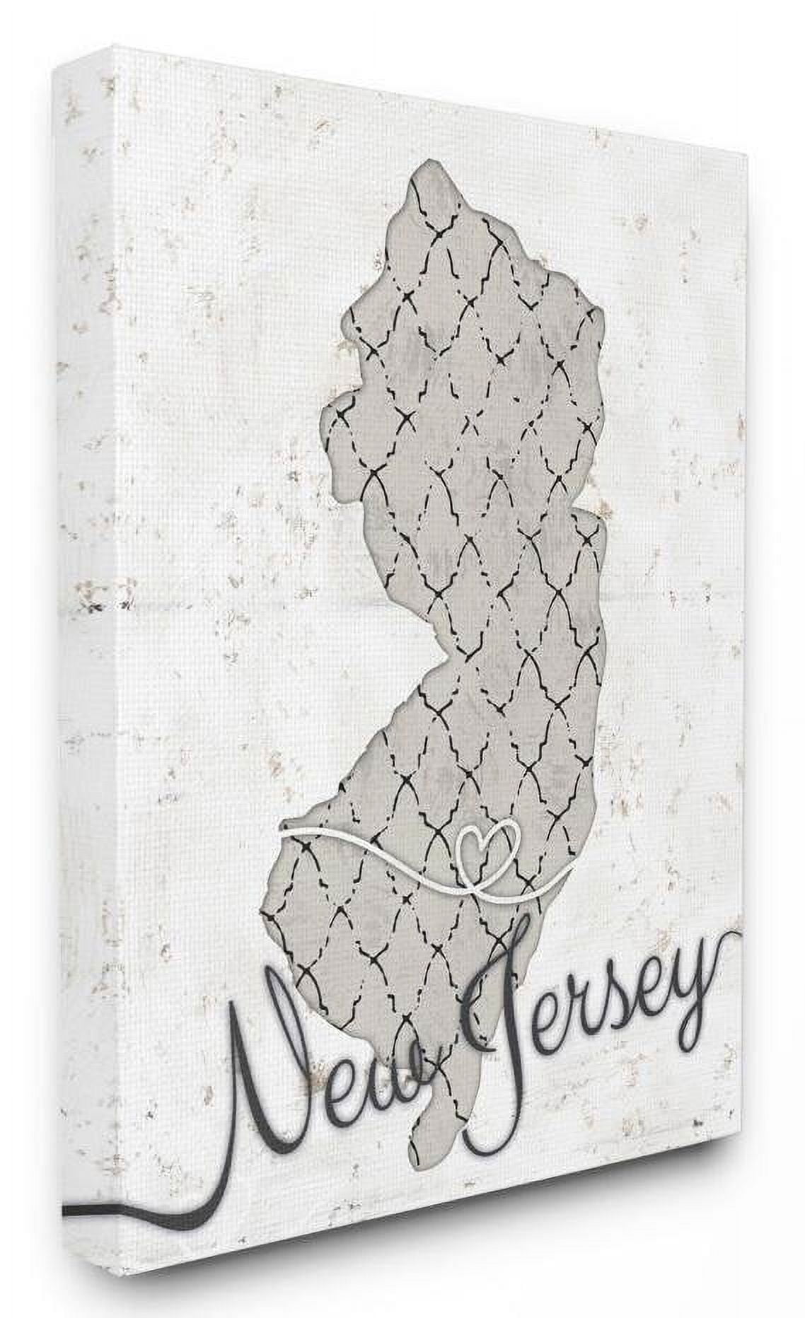 Stupell Industries New Jersey Patterned Grey US State Design Canvas Wall Art by Ziwei Li