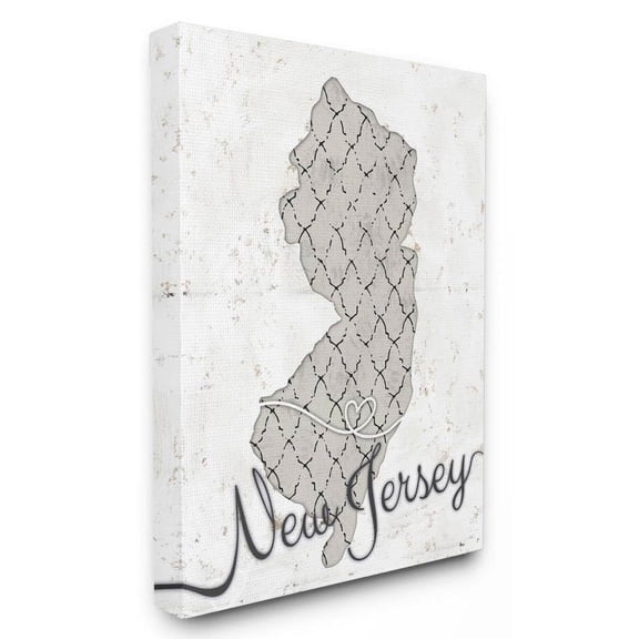 Stupell Industries New Jersey Patterned Grey US State Design Canvas Wall Art by Ziwei Li
