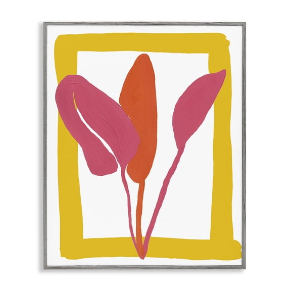 Stupell Industries New Oasis Warm Leaves Gray Framed Giclee Art design by Bronwyn Baker, 30 x 24