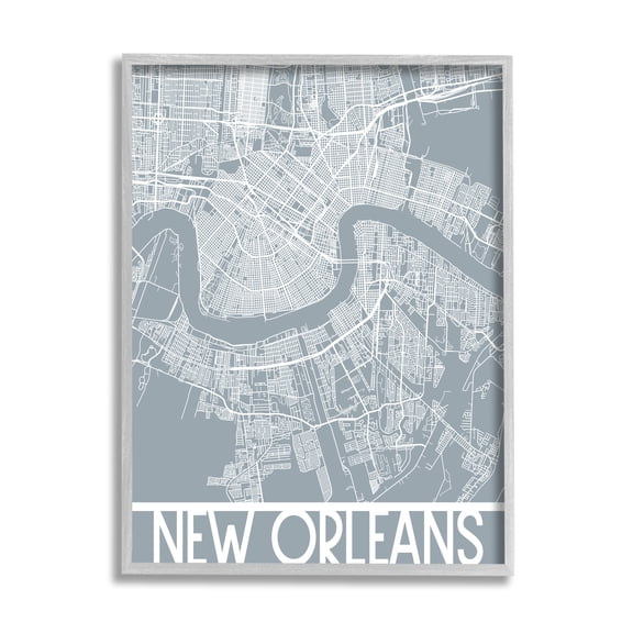 Stupell Industries New Orleans City Map Geometric Streets Transportation Louisiana, 11 x 14, Design by Daphne Polselli