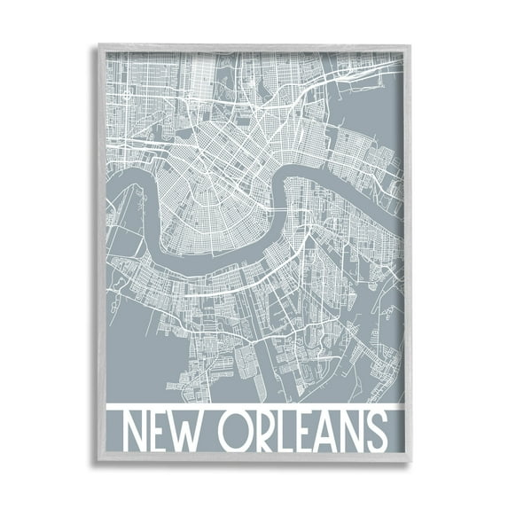 Stupell Industries New Orleans City Map Geometric Streets Transportation Louisiana, 16 x 20, Design by Daphne Polselli