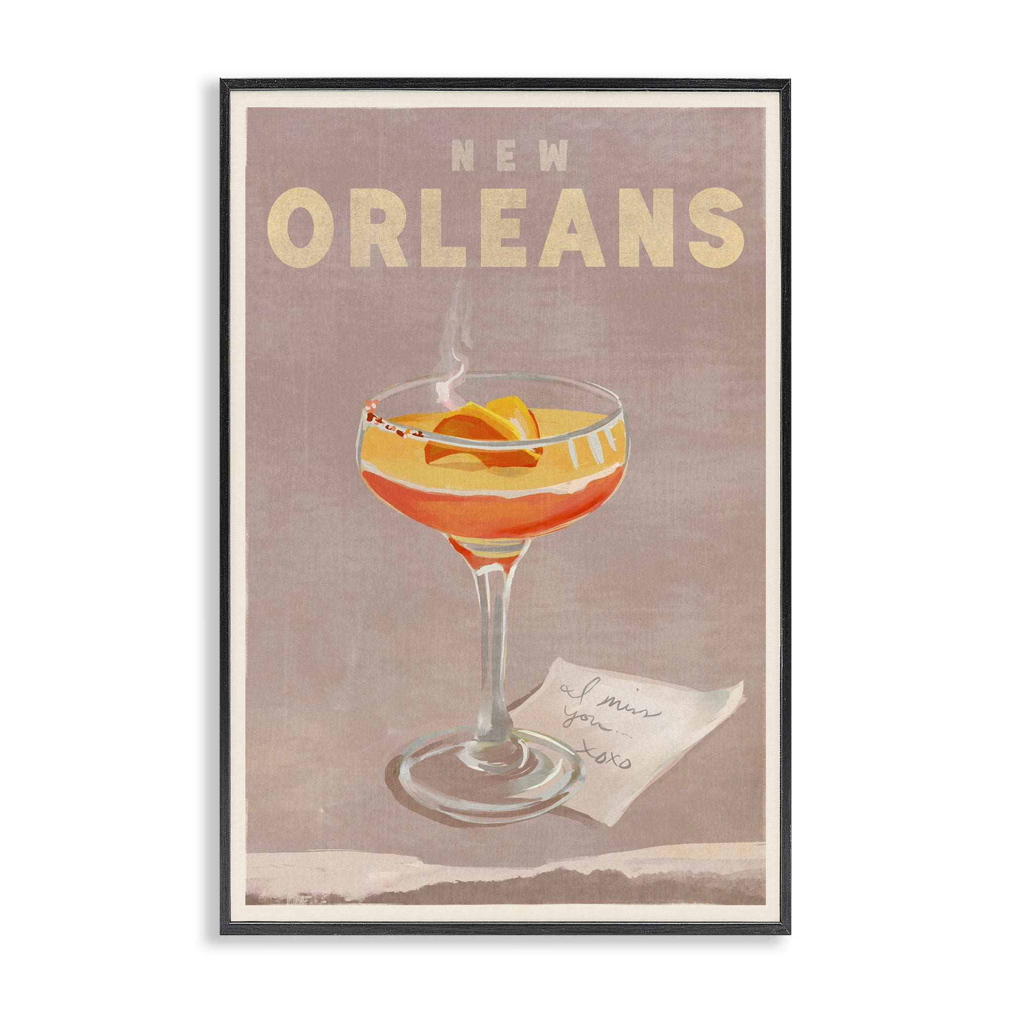 Stupell Industries New Orleans Cocktail Food & Beverage Painting Black Framed Art Print Wall Art, 20 x 30