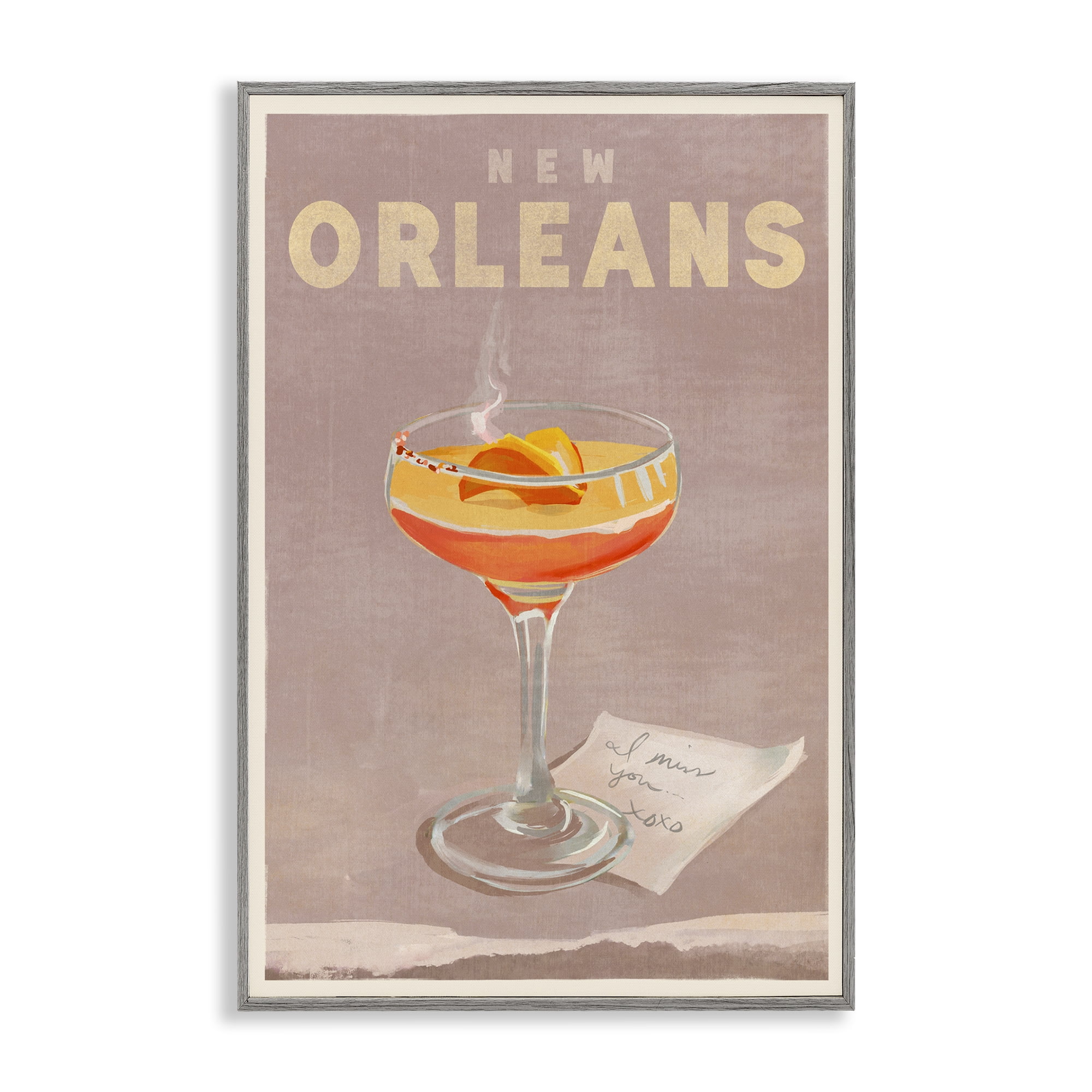 Stupell Industries New Orleans Cocktail Food & Beverage Painting Gray Framed Art Print Wall Art, 16 x 24