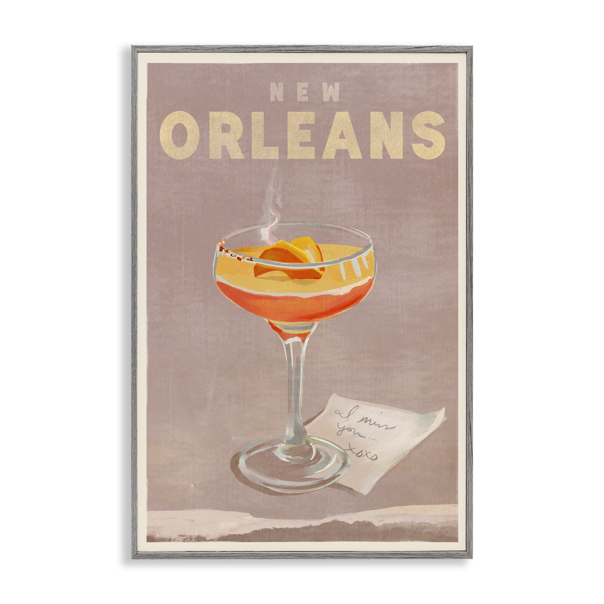 Stupell Industries New Orleans Cocktail Food & Beverage Painting Gray Framed Art Print Wall Art, 20 x 30
