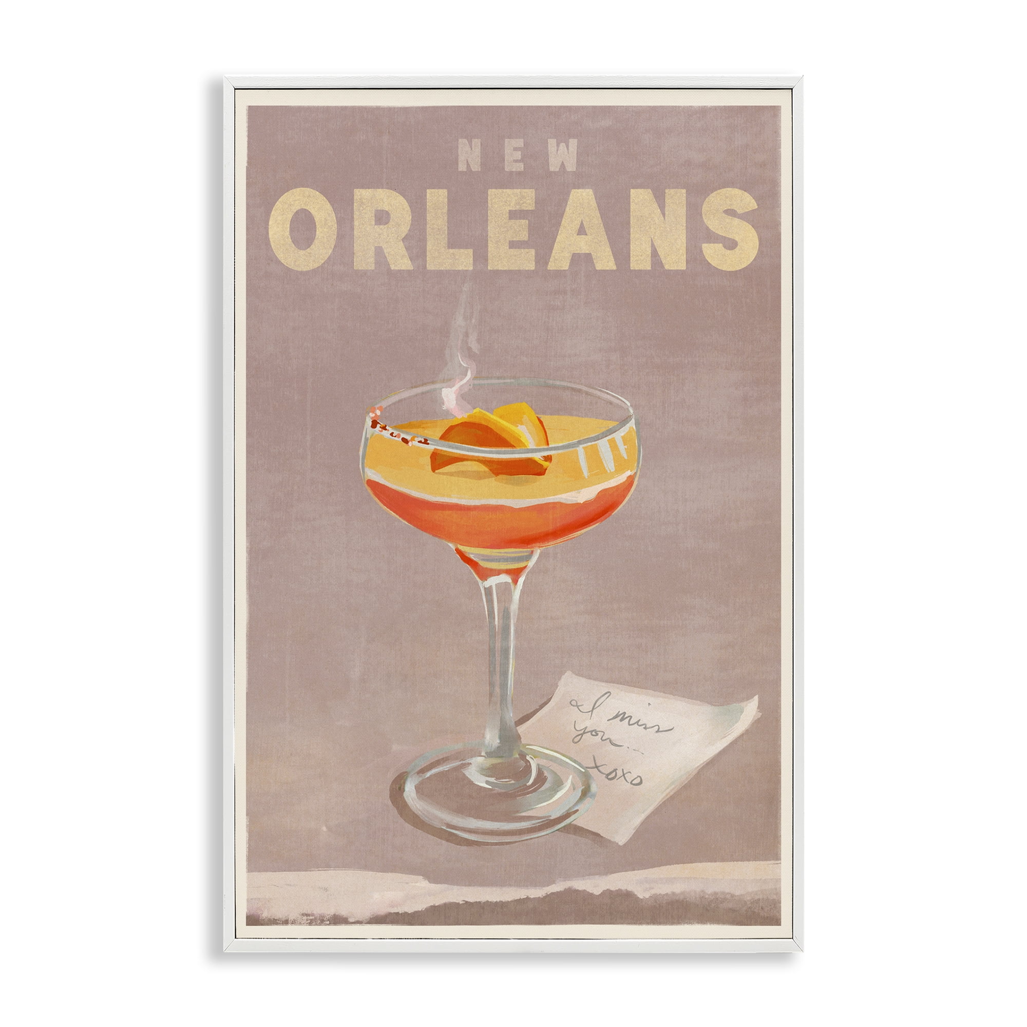 Stupell Industries New Orleans Cocktail Food & Beverage Painting White Framed Art Print Wall Art, 16 x 24