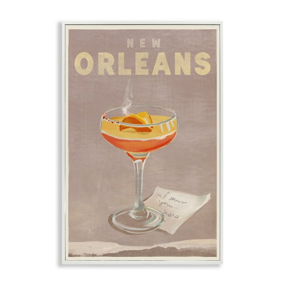 Stupell Industries New Orleans Cocktail Food & Beverage Painting White Framed Art Print Wall Art, 20 x 30