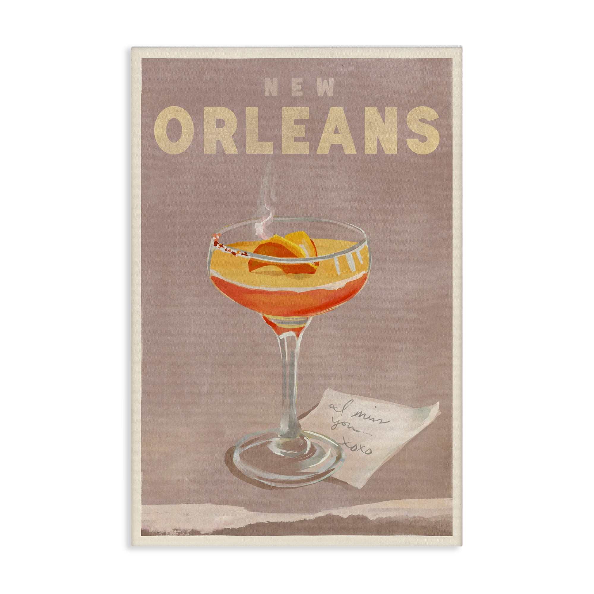 Stupell Industries New Orleans Cocktail Food & Beverage Painting Wrapped Canvas Art Print Wall Art, 24 x 36