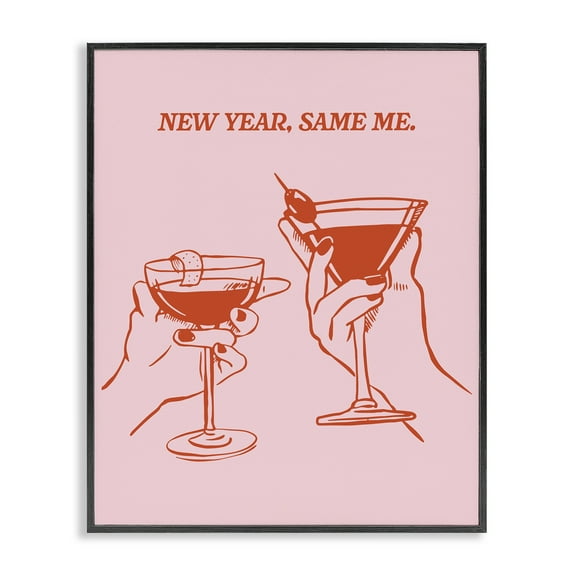 Stupell Industries New Year Same Me Food & Beverage Painting Black Framed Art Print Wall Art, 11 x 14