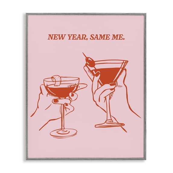 Stupell Industries Eclectic New Year Same Me Gray Framed Giclee Art, 11 x 14, by House of Lulu