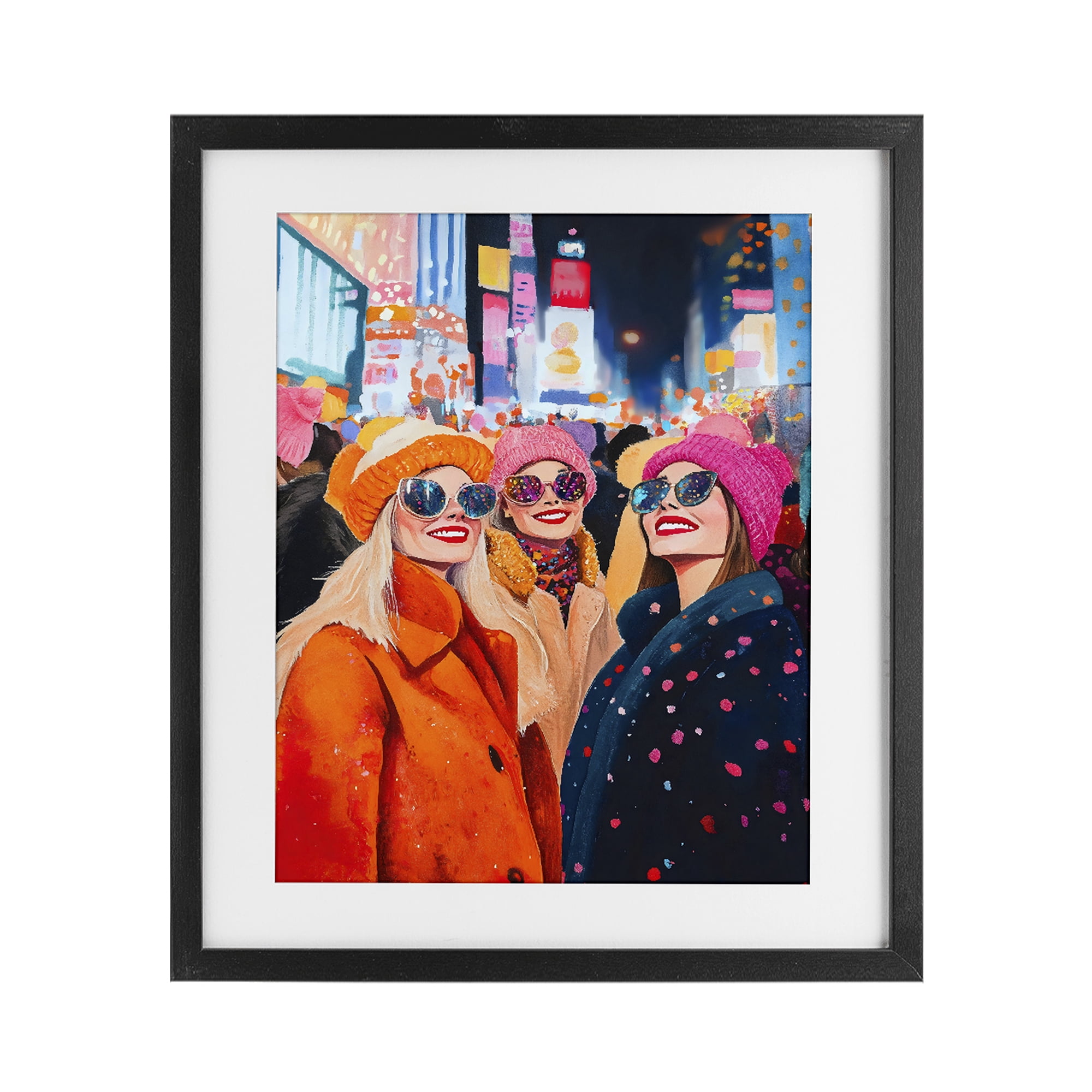 Stupell Industries New Year's Girls in City Black Framed Print Under Glass, design by LSR Design Studio